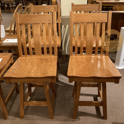 Amish made Kingsbury 4 Swivel Barstools Set - Oak For Less® Furniture