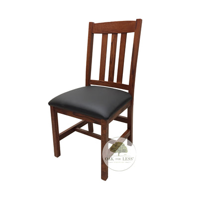 Amish made Old Mission Lodge Side Chair with Leather Seat in Solid Oak - Oak For Less® Furniture