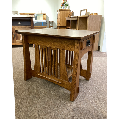 Clearance Arts & Crafts End Table 20" w side view - Oak For Less® Furniture