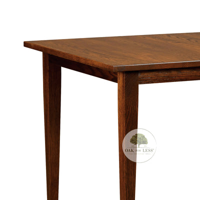 Close up corner view of Amish made Delaware 4 Leg Table in Solid Oak - Oak For Less® Furniture