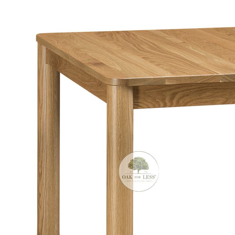 Close up corner view of Amish made Eureka 4 Leg Table in Solid Oak - Oak For Less® Furniture