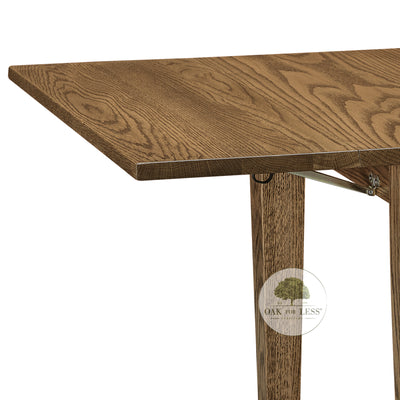 Amish made Drop Leaf Table in Solid Oak - leaf up detail - Oak For Less® 