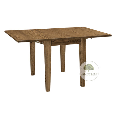 Amish made Drop Leaf Table in Solid Oak - leaves up - Oak For Less® 