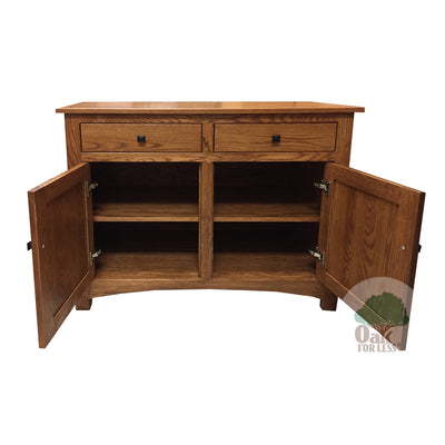 Amish made Classic Oak Buffet 40" w - 2 doors open showing shelf inside - Oak For Less® Furniture