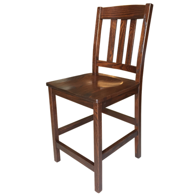 Amish made Old Mission 24" Barstool with Wood Seat in Solid Oak | Oak For Less® Furniture & Amish Furniture Creations ™