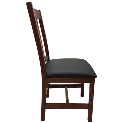 Amish made Old Mission Side Chair with Leather Seat in Solid Oak - Oak For Less® Furniture