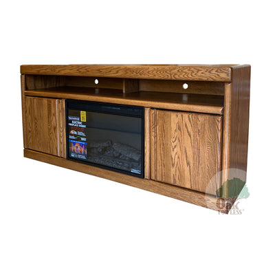 FD Contemporary Oak 66" Electric Fireplace TV Stand 3/4 view - Oak For Less® Furniture