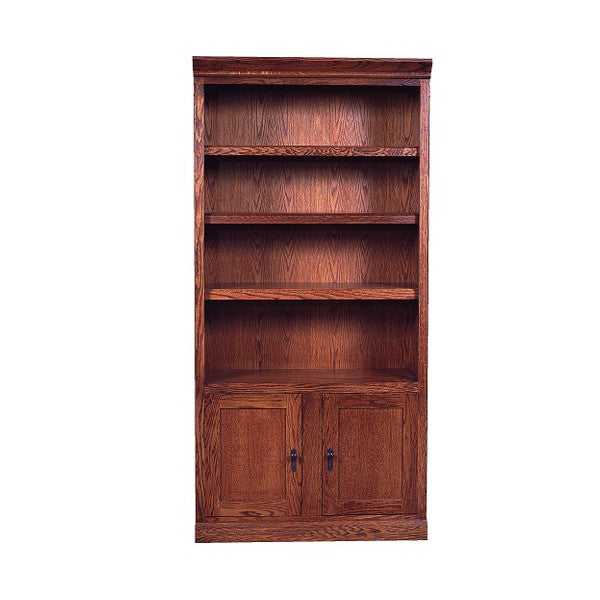 FD-6124D-M - Mission Oak Bookcase 36" w x 13" d x 72" h with Lower Doors - Oak For Less® Furniture