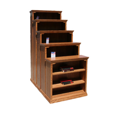 OD Traditional Oak Bookcases 36” wide in different heights in Medium finish - Oak For Less® Furniture