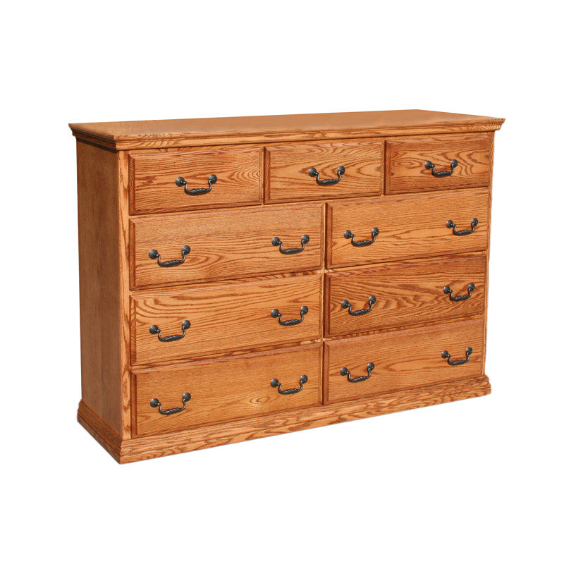 OD-O-T453 - Traditional Oak 9 Drawer Mule Chest Dresser | Oak For Less® Furniture