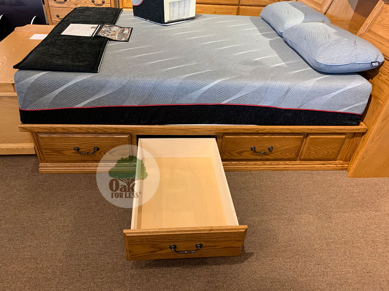 OD-O-T456-Q - Traditional Oak Pedestal Bed with 6 drawers - Queen Size - details - Oak For Less® Furniture