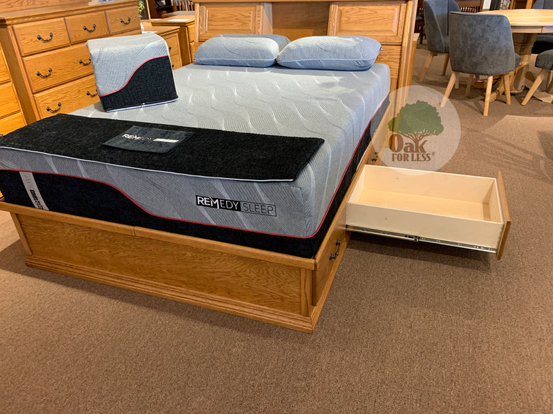 OD-O-T456-Q - Traditional Oak Pedestal Bed with 6 drawers - Queen Size - details - Oak For Less® Furniture