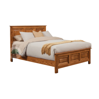 OD-O-T470 Traditional Oak Panel Bed with raised panel headboard and raised panel footboard - Oak For Less® Furniture