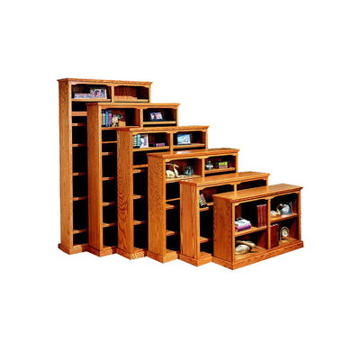 OD Traditional Oak Bookcases 48” wide in different heights in Medium finish - Oak For Less® Furniture