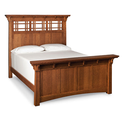 Amish made MaKayla Panel Bed in Quarter Sawn Oak - Cal King size - Oak For Less® Furniture