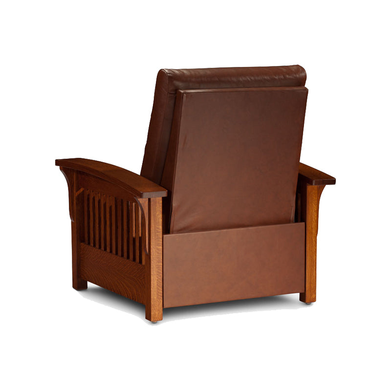 Amish made Favorite Mission Leather Recliner - Quarter Sawn Oak - back view - Oak For Less® Furniture