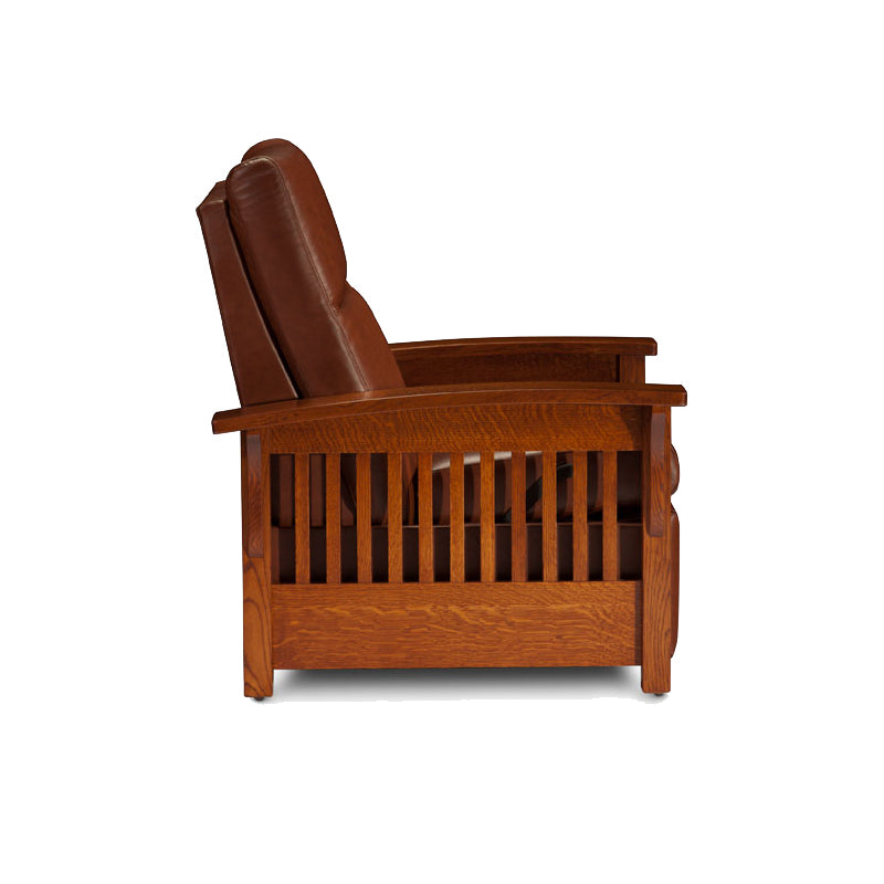 Amish made Favorite Mission Leather Recliner - Quarter Sawn Oak - side view - Oak For Less® Furniture