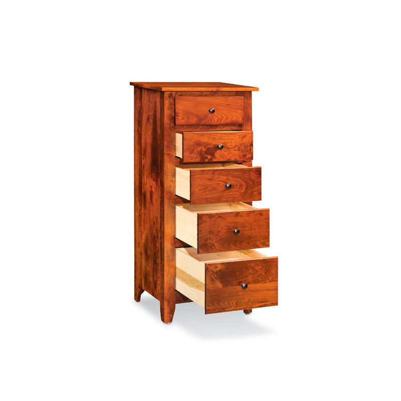 Amish made Shenandoah 5 Drawer Lingerie Chest - with 4 of the 5 drawers open - Oak For Less® Furniture